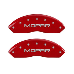 MGP Front set 2 Caliper Covers Engraved Front MOPAR Red finish silver ch