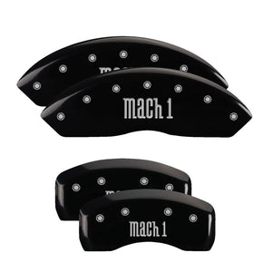 MGP 4 Caliper Covers Engraved Front & Rear Mach 1 Black finish silver ch