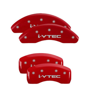 MGP 4 Caliper Covers Engraved Front & Rear Acura Red finish silver ch