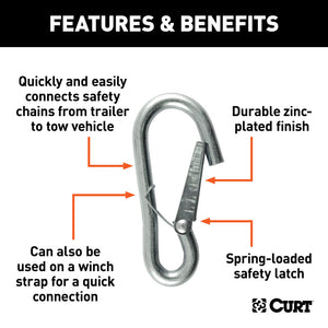 Curt 3/8in Snap Hook (2000lbs Packaged)