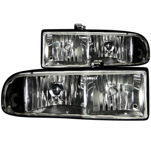 ANZO 1998-2005 Chevrolet S-10 Crystal Headlights Black