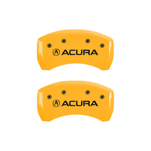 MGP 4 Caliper Covers Engraved Front & Rear Acura Yellow finish black ch