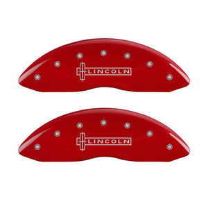 MGP 4 Caliper Covers Engraved Front & Rear Lincoln Red finish silver ch