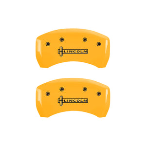 MGP 4 Caliper Covers Engraved Front & Rear Lincoln Yellow finish black ch