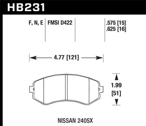 Hawk 89-93 240SX LE & SE (non-ABS) & Base / 94-96 240SX SE & Base HP+ Street Front Brake Pads