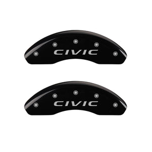 MGP 4 Caliper Covers Engraved Front 2016/CIVIC Engraved Rear 2016/CIVIC Black finish silver ch