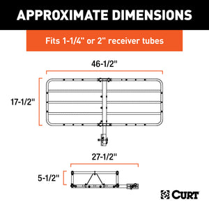 Curt 48in x 20in Basket-Style Cargo Carrier (Fixed 1-1/4in Shank w/2in Adapter)