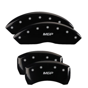 MGP 4 Caliper Covers Engraved F & R Chevy Racing Black Finish Silver Char 2019 Chevrolet Equinox