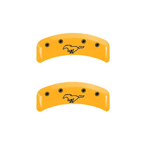 MGP 4 Caliper Covers Engraved Front Mustang Rear Pony Yellow Finish Black Char 2004 Ford Mustang