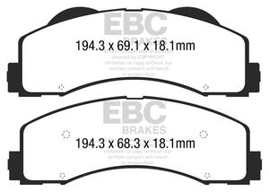 EBC 15+ Ford F150 2.7 Twin Turbo (2WD) Greenstuff Front Brake Pads