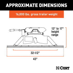 Curt A16 5th Wheel Hitch w/Rails