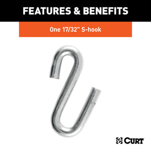 Curt 27in Safety Chain w/1 S-Hook (7000lbs Clear Zinc)