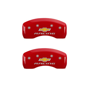 MGP 4 Caliper Covers Engraved F & R Chevy Racing Red Finish Silver Char 2019 Chevrolet Bolt EV