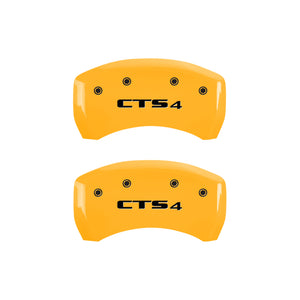 MGP 4 Caliper Covers Engraved Front Cursive/Cadillac Engraved Rear CTS4 Yellow finish black ch