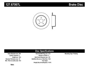 StopTech Power Slot 07-13 Jeep Wrangler Rear Left Drilled & Slotted Rotor