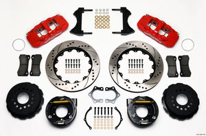 Wilwood AERO4 Rear P-Brake Kit 14.00in Drill Red Mopar/Dana 2.36in Off w/Snap Ring Brng