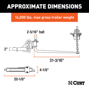 Curt MV Round Bar Weight Distribution Hitch (10000-14Klbs 31-3/16in Bars)