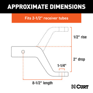 Curt Commercial Duty Forged Ball Mount (2-1/2in Shank 20000lbs 2in Drop)