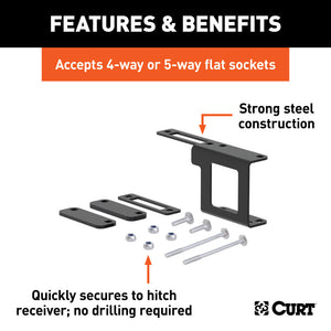 Curt Easy-Mount Bracket for 4 or 5-Way Flat (1-1/4in Receiver Packaged)