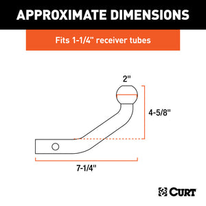 Curt Euro Mount (2in Ball 1-1/4in Shank 3500lbs 4-5/8in High 7-1/4in Long)