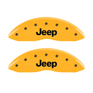 MGP 4 Caliper Covers Engraved Front & Rear Jeep Yellow Finish Black Char 2004 Jeep Grand Cherokee