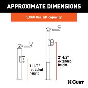 Curt Pipe-Mount Swivel Jack w/Top Handle (5000lbs 10in Travel Packaged)