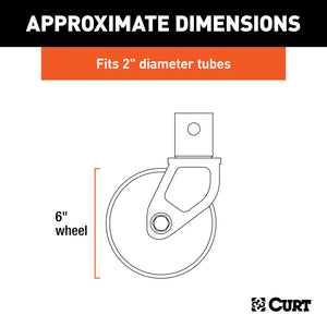 Curt 6in Jack Caster (Fits 2in Tube 2000lbs Packaged)