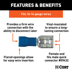 Curt Female Quick Connectors (16-14 Wire Gauge 100-Pack)