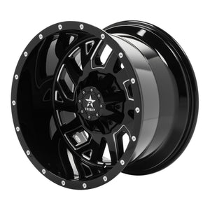 RBP 65R Glock 20x12 6x139.7 BP / 4.75 BS / -44mm Offset 78mm CB Gloss Black w/Machined Grooves Wheel