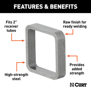 Curt Raw Steel Receiver Tube Reinforcement Collar (Fits 2in Receiver)