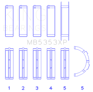 King Ford 281 4.6L SOHC 16V (Size .026) Crankshaft Main Bearings (Set of 5)