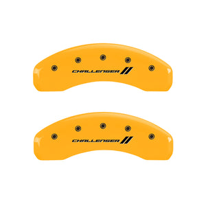 MGP 4 Caliper Covers Engraved Front & Rear With stripes/Challenger Yellow finish black ch