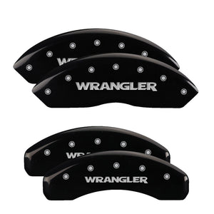 MGP 4 Caliper Covers Engraved Front & Rear Wrangler Black Finish Silver Char 2018 Jeep Wrangler