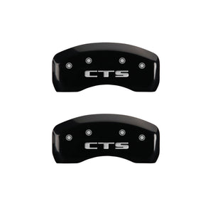 MGP 4 Caliper Covers Engraved Front Cursive/Cadillac Engraved Rear CTS Black finish silver ch