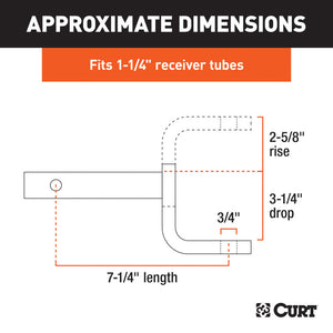 Curt Class 1 Ball Mount (1-1/4in Shank 2000lbs 3-1/4in Drop 7-1/4in Long)