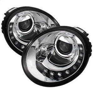 Spyder Volkswagen Beetle 1998-2005 Projector Headlights DRL Chrome PRO-YD-VB98-DRL-C