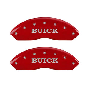 MGP 4 Caliper Covers Engraved Front Buick Engraved Rear Buick Shield Red finish silver ch