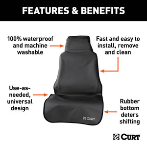 Curt Seat Defender 58in x 23in Removable Waterproof Black Bucket Seat Cover