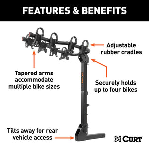 Curt Premium Hitch-Mounted Bike Rack (4 Bikes 2in Shank)