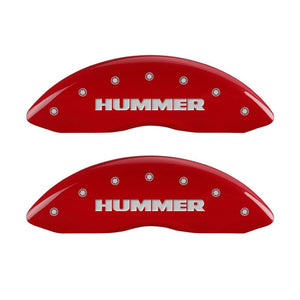 MGP 4 Caliper Covers Engraved Front & Rear Hummer Red finish silver ch