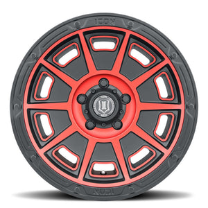 ICON Victory 17x8.5 5x4.5 0mm Offset 4.75in BS Satin Black w/Red Tint Wheel