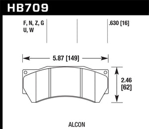 Hawk Performance Alcon Mono 6, Model 4497 DTC-60 Race Brake Pads