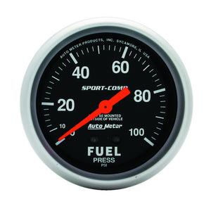 Autometer Sport-Comp 2 5/8in 100psi Mechanical Fuel Pressure Gauge