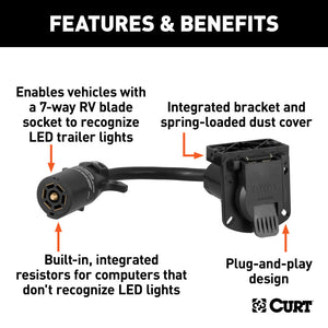 Curt 7-Way RV Blade LED Electrical Adapter (Not a Wiring Extension)