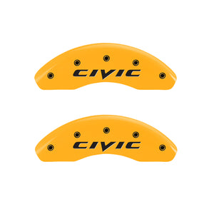 MGP 2 Caliper Covers Engraved Front 2015/Civic Yellow Finish Black Char 2011 Honda Civic