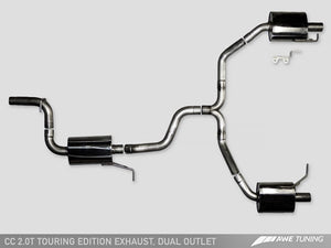 AWE Tuning VW CC Touring Edition Exhaust Dual Outlet - Chrome Silver Tips