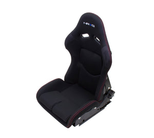 NRG FRP Bucket Seat - Reclinable (Black Cloth w/Red Stiting)