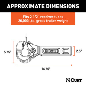 Curt Receiver-Mount Pintle Hook (2-1/2in Shank 20000lbs 2-1/2in Lunette Eyes)