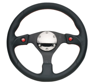 NRG Reinforced Steering Wheel (320mm) Blk Leather w/Dual Buttons