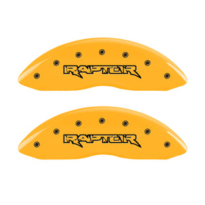 MGP 4 Caliper Covers Engraved Front & Rear Raptor Yellow finish black ch